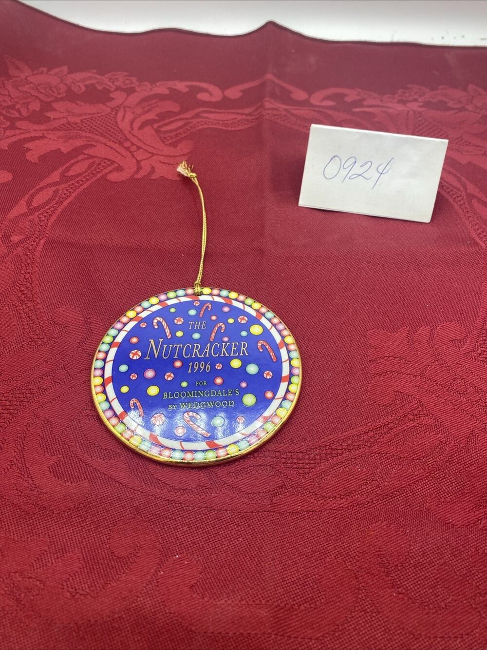 1996 THE NUTCRACKER By Wedgwood For Bloomingdale’s 3.5” Porcelain Disk Ornament